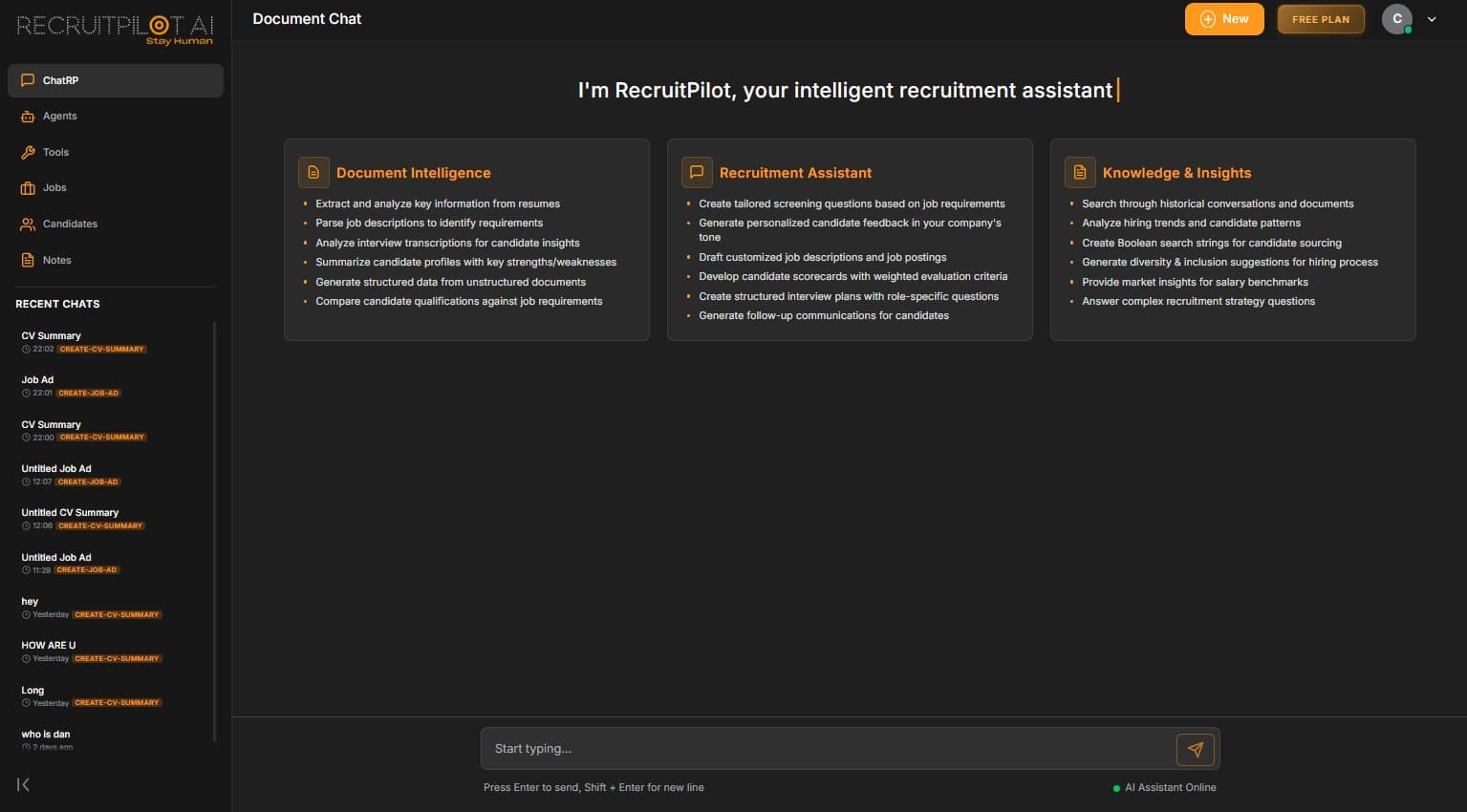 RecruitPilot Chat Interface