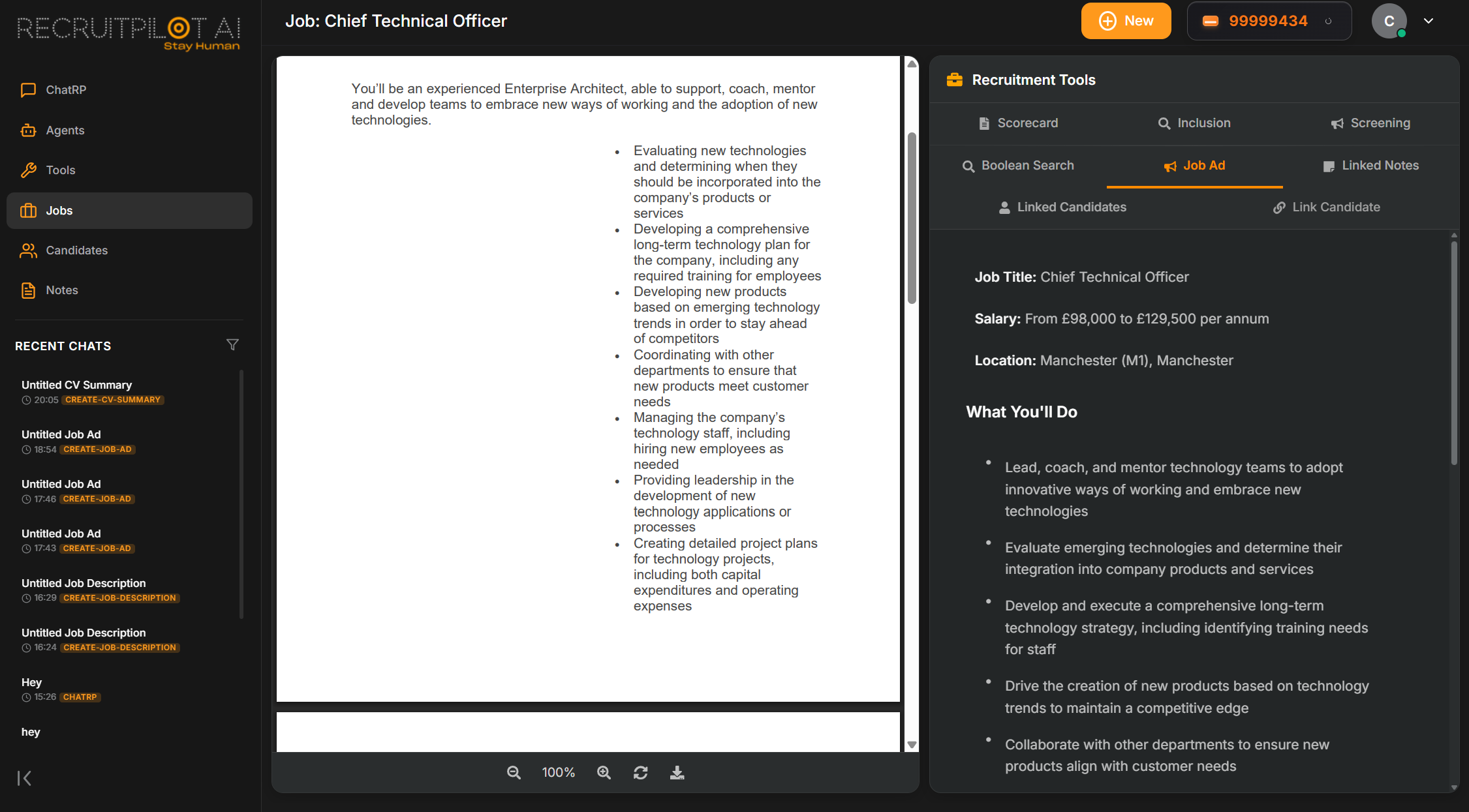 RecruitPilot Job Dashboard showing AI-powered job pipeline and analytics